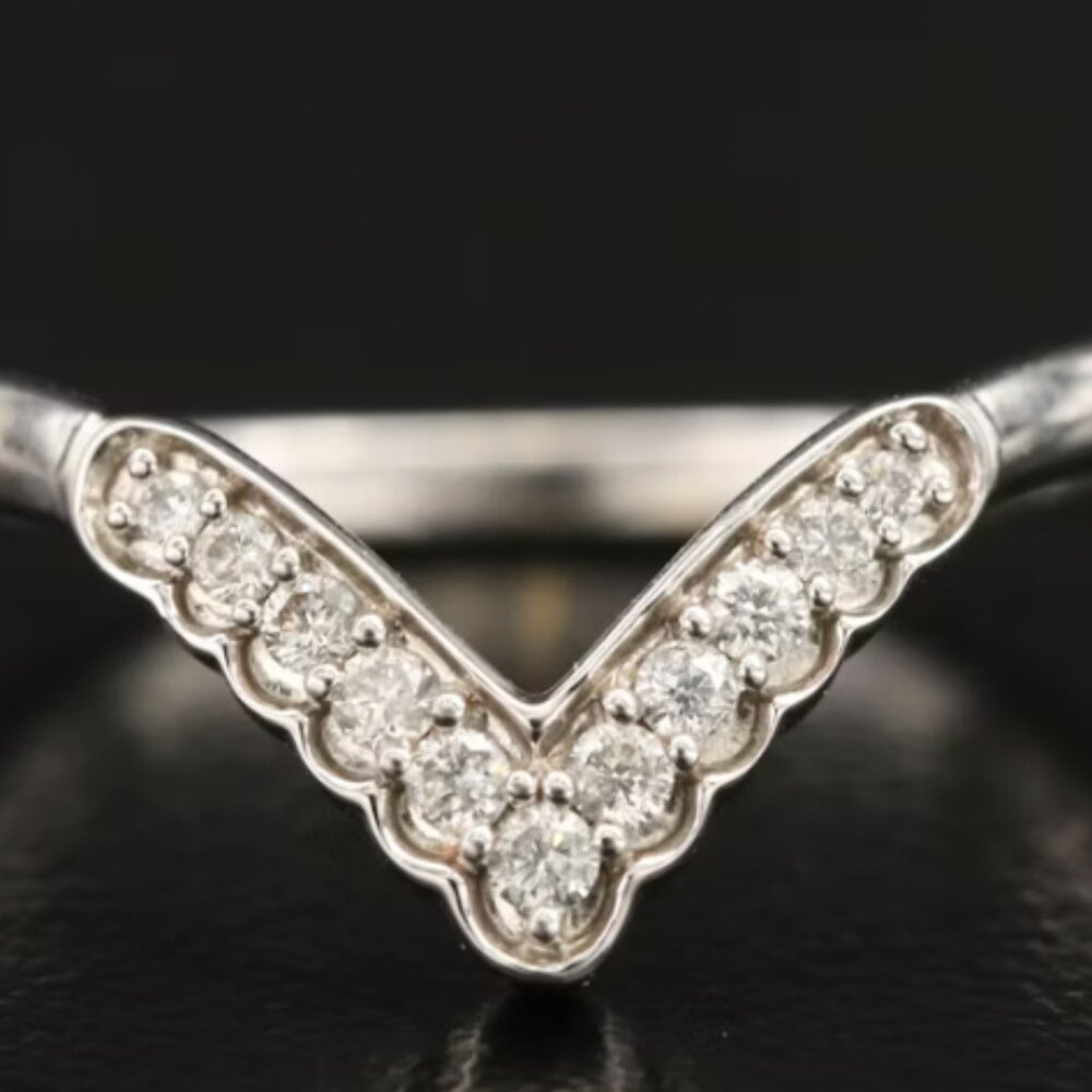 Vintage Sterling Diamond Chevron Ring